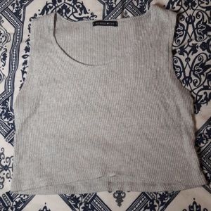 Grey Ribbed Crop Top